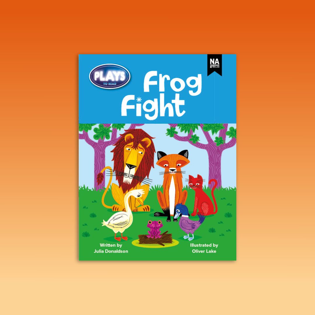 produktbild_PLAYS_Orange_frog-fight_ Läromedel i serien PLAYS för engelska årskurs 1-3. Frog fight.