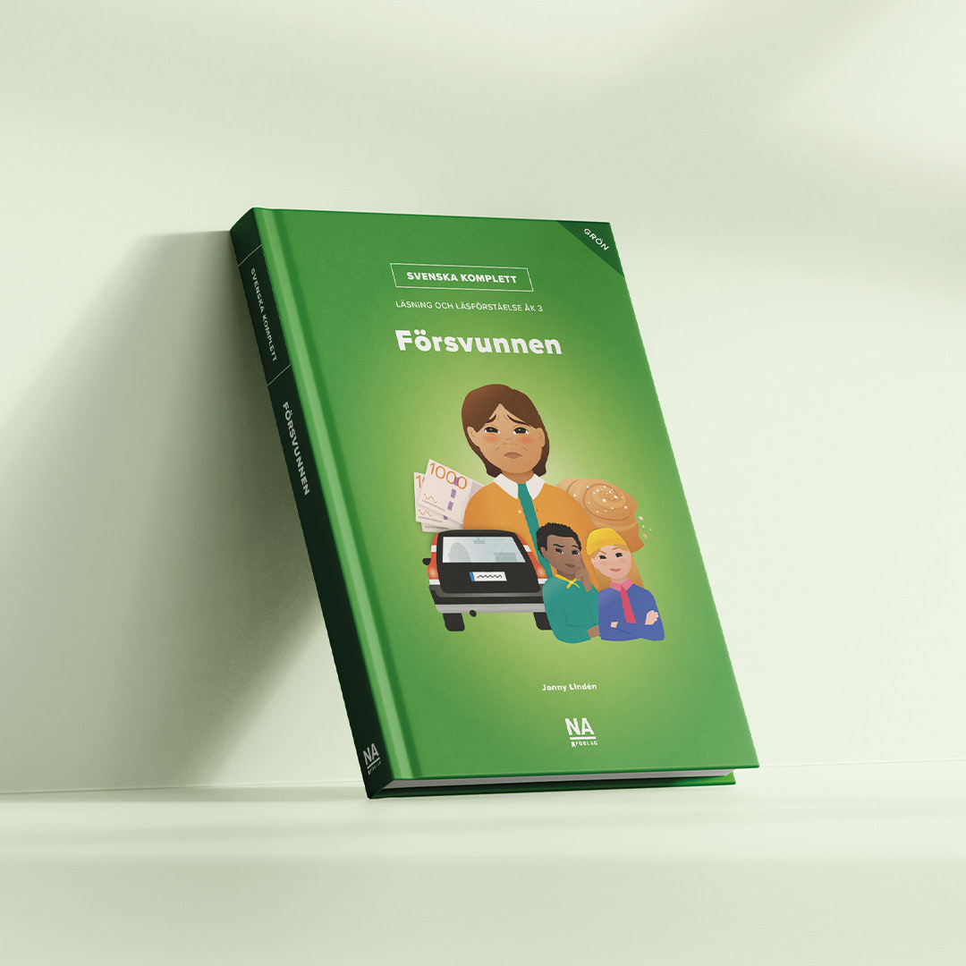Bild på läseboken Försvunnen bok grön från läromedelsserien Svenska Komplett årskurs 1–3